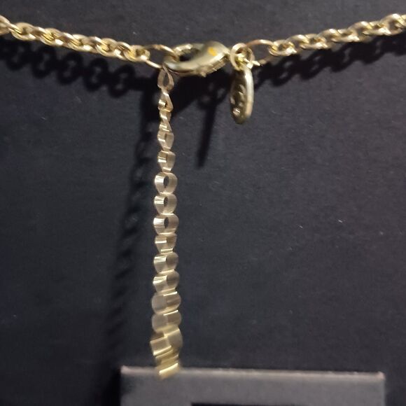 CHARMING CHARLIE Gold-Toned Pink Faux Pearl Disc Statement Necklace, 16" - Picture 2 of 3